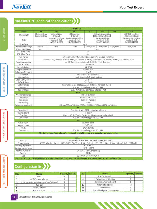 OTDR NOVKER NK6800 FIBRA ACTIVA 1625 nm - Imagen 4